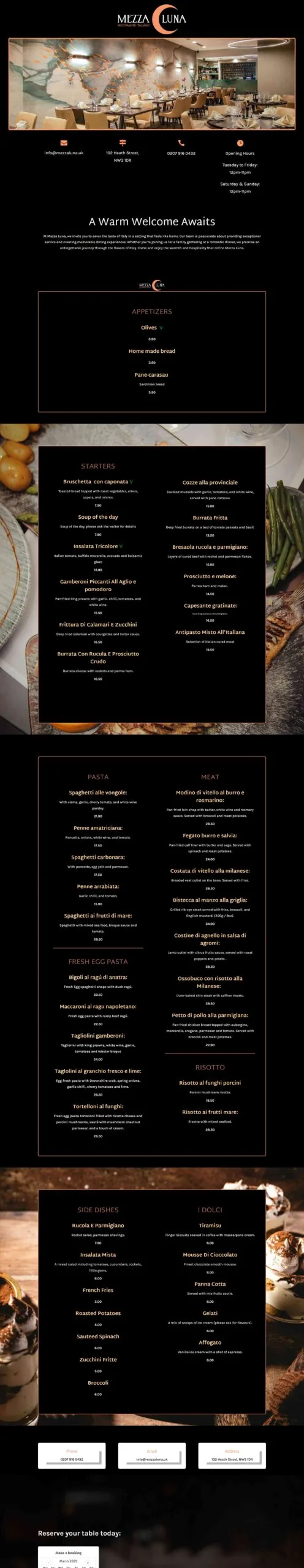 Mezza Luna Website Design
